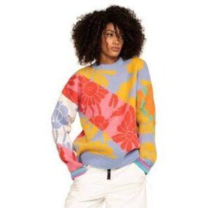 Roxy Rowley APRESKI Crew Neck Floral Sweater Women's Size XS Spring Coastal Boho